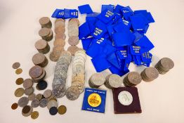 A collection of coins including a large quantity of commemorative crowns and a quantity of coin