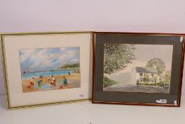 Two pictures comprising a watercolour st