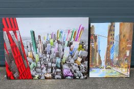 Two contemporary prints on canvas to include Rain In Manhattan after Paul McIntyre and one similar