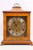 A burr walnut cased bracket clock, Roman