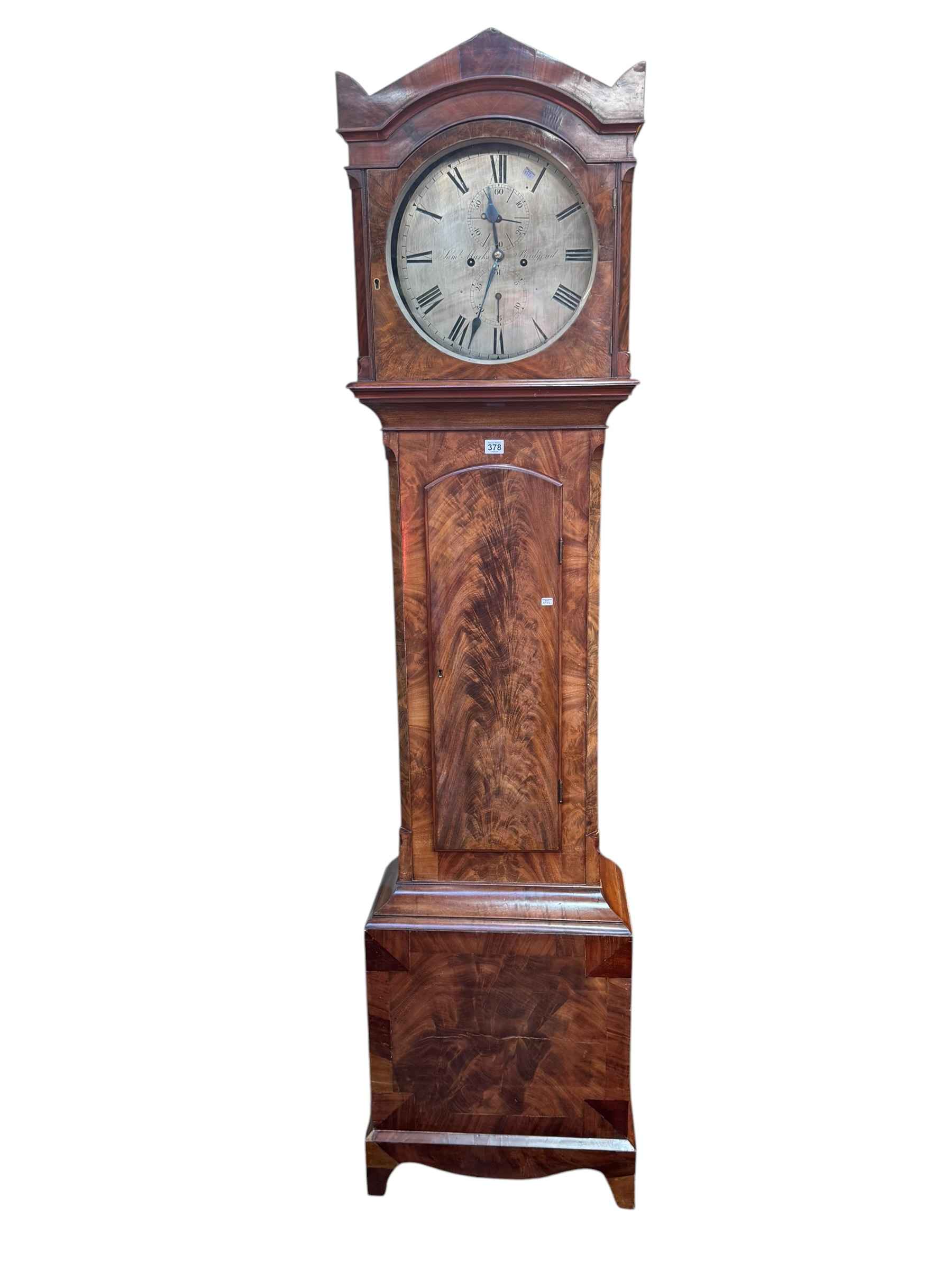 Clock Signed Fs Antique mahogany 8day longcase clock having circular silvered dial ...