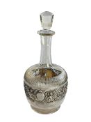 Small Continental silver mounted decanter, 19.5cm.