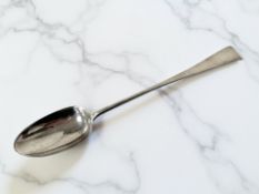 A Georgian silver basting spoon, London marks indistinct,
