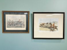 After Henry Alken : Getting Over, colour print, 28 cm x 22 cm,