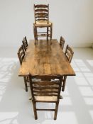 A reproduction oak 6ft refectory farmhouse dining table,