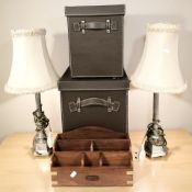 A hard wooden brass inlaid correspondence rack, width 32 cm,