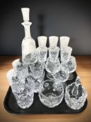A set of five Royal Doulton crystal whisky glasses, three Edinburgh crystal rummers,