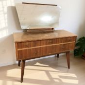 A 20th century teak mirror back dressing table, 117 cm x 56 cm x 131 cm.