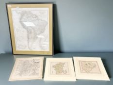 A 19th century hand coloured map of South America from original documents,