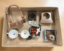 A group of costume jewellery including a Victorian pinchbeck brooch, a pearl crucifix,