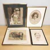 Three Charles Pearson watercolours including two portrait studies of ladies,