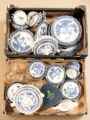 A quantity of Booths Real Old Willow transfer printed dinner china, gilt-rimmed grapefruit dishes,