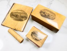 A group of Mauchline Ware to include a box depicting Deal Castle,