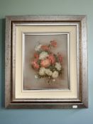 Manuela Bonati (Spanish, born 1949) : Still life of flowers, oil on panel, 29 cm x 23 cm,