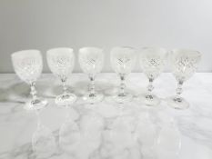 A set of six Edinburgh crystal wine glasses, height 16 cm.