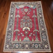 A Kashan prayer rug, Central Iran, 207 cm x 135 cm.