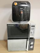 Two Russell Hobbs microwaves and a Tefal airfryer.