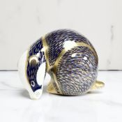 A Royal Crown Derby Badger paperweight, with gold stopper, height 7.