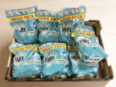 Seven bags of Fairy laundry detergent pods (1 box)