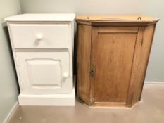 An early 20th century painted pine pot cupboard, width 45 cm,