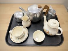 A three-piece Picquot ware tea service,
