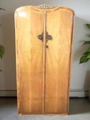 A 1950's walnut double door compactum wardrobe, 85 cm x 49 cm x 173 cm.