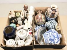 A collection of oriental and other ceramics including a blue and white pumpkin jar,