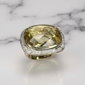 A 9ct citrine and diamond ring,