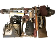 A Robert Sorby workshop lathe, with various components and tools.
