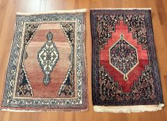 A Mazlaghan rug, Iranian Kurdistan, 110 cm x 82 cm, together with a further Iranian rug.