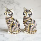 A pair of Royal Crown Derby Imari Cat paperweights,