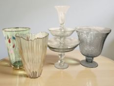 A Vintage Laura Ashley glass cornucopia tier stand,