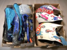 Two motorcycle helmets,