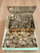 A collection of pre decimal coins,
