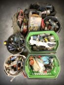 A collection of power tools and hardware to include drills, Pro angle grinder, various hand tools.