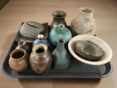 A collection of 20th century studio pottery vessels and bowls.