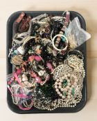 A quantity of costume jewellery, faux pearls, necklaces,