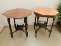 Two late Victorian octagonal occasional tables.