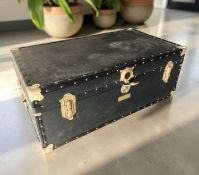 An early 20th century brass mounted trunk, width 92 cm.