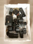 A group of camera lenses