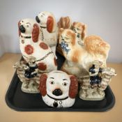 A group of Staffordshire style ceramics, money box,