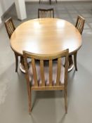 A G Plan teak oval extending dining table, with internal leaf, extended 160 cm x 105 cm x 72 cm,