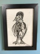 Jack * : Study of a duck, embroidery on cloth, 20 cm x 14 cm.