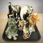 A group of Chinese reproduction ornaments, Tang horses,