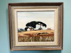 Stephanie P Dingle (1926-2017) Umbrella Trees, oil on board, 29 cm x 25 cm.