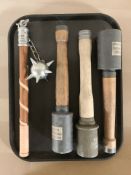 Three reproduction / re-enactment German potato masher stick grenades,