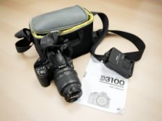 A Nikon D3100 digital camera with Nikon DX AF-S Nikkor 18-55mm 1:3.5-5.