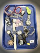 A group of watches and various watch parts including Zhowe, Slimstar, Adidas, etc.