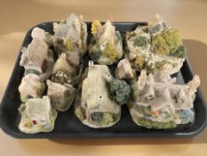 A group of Lilliput Lane Cottage ornaments including 'Stocklebeck Mill', 'Saffron House',
