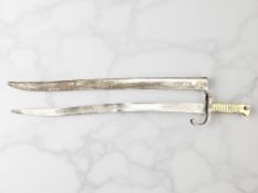 A French M1866 Chassepot sword bayonet in scabbard,